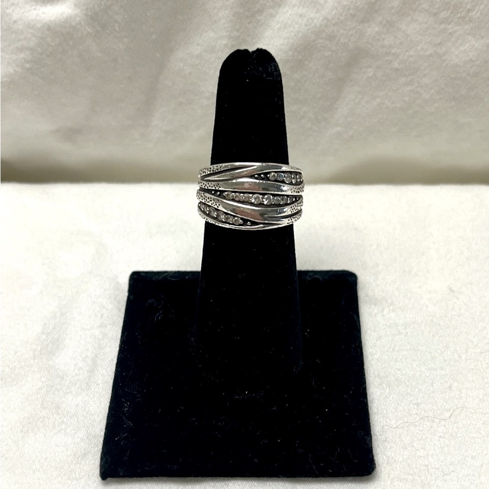 Silpada Sterling Silver & CZ Organics Ring Size 7